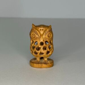 Vintage Hand Carved Wooden Owl With Baby Owl Inside